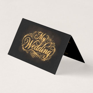 Glamourous Dark&Gold Calligraphy Folded Wedding In