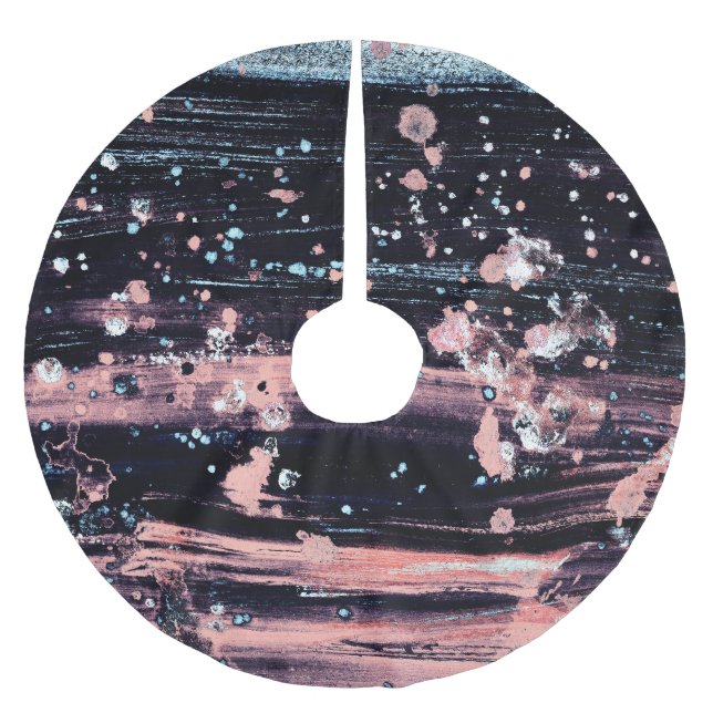 Glamourous Dark Grey Pink Spotlight Brushed Polyester Tree Skirt (Front)