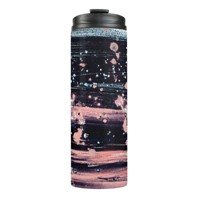 Glamourous Dark Grey Pink Spotlight Thermal Tumbler (Front)