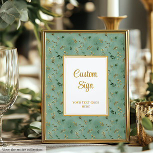 Glamourous Deep Green Gold Eucalyptus Custom Sign