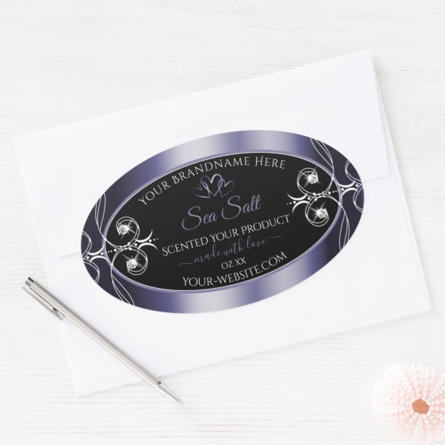 Glamourous Diamonds Black Blue Decor Product Label (Envelope)