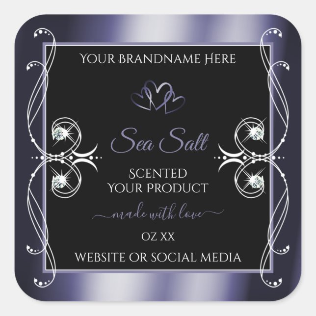 Glamourous Diamonds Black Blue Decor Product Label (Front)