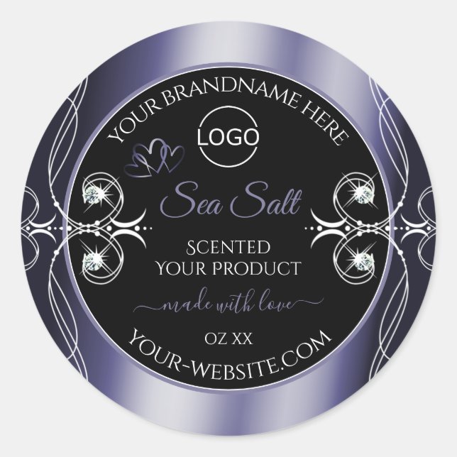 Glamourous Diamonds Black Blue Product Labels Logo (Front)