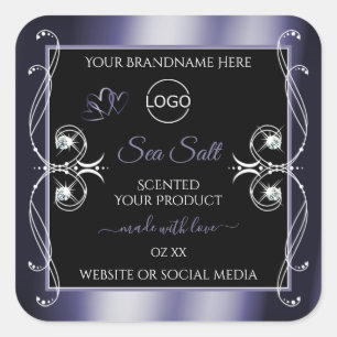 Glamourous Diamonds Black Blue Product Labels Logo