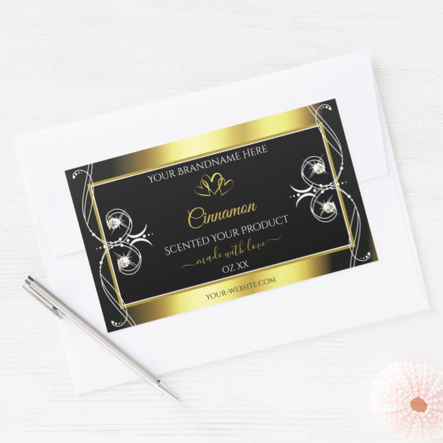 Glamourous Diamonds Black Gold Decor Product Label (Envelope)