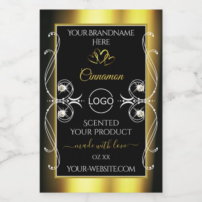 Glamourous Diamonds Black Gold Product Labels Logo (Single Label)