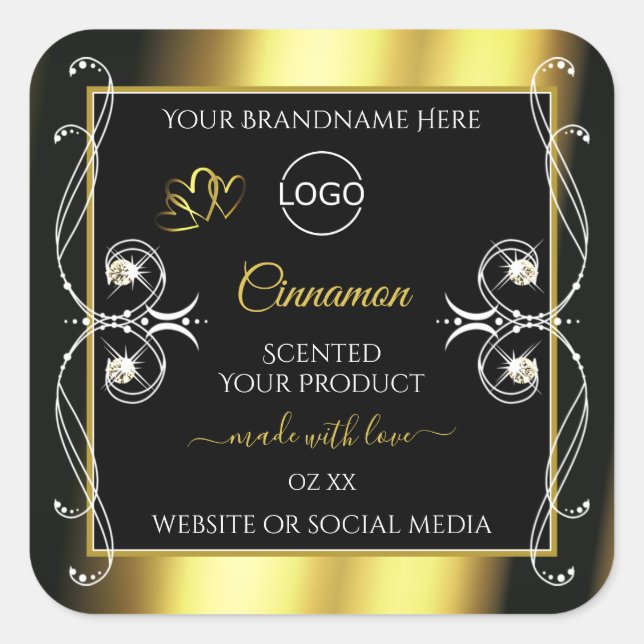 Glamourous Diamonds Black Gold Product Labels Logo (Front)