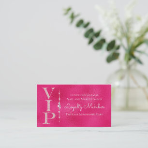 Glamourous Diamonds Pink Glitter VIP Loyalty Business Card