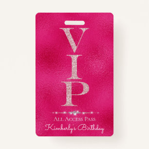 Glamourous Diamonds Pink Glitter VIP Loyalty ID Badge