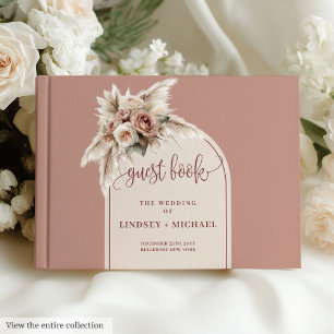 Glamourous Dusty Pink Pampas Arch Guest Book