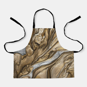 Glamourous Earthy Marble Swirl Pattern Apron