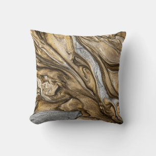 Glamourous Earthy Marble Swirl Pattern Cushion
