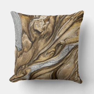 Glamourous Earthy Marble Swirl Pattern Cushion