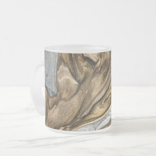 Glamourous Earthy Marble Swirl Pattern Frosted Glass Coffee Mug