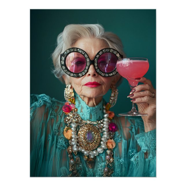 Glamourous Elderly Woman Bold Luxury Fashion Poster (Front)