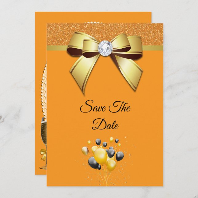 Glamourous Elegance Birthday Party Save The Date (Front/Back)