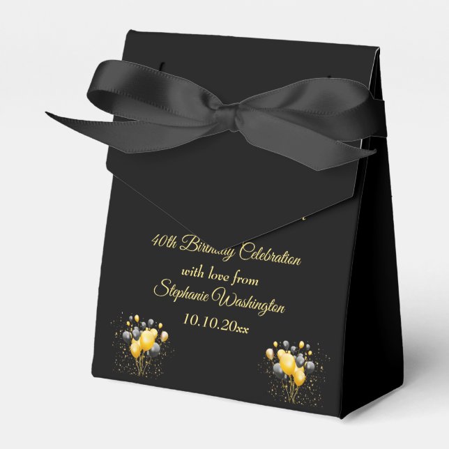 Glamourous Elegance Birthday Thank You Favour Box (Front Side)