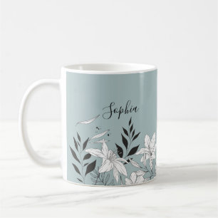 Glamourous elegant black and white name monogram m coffee mug