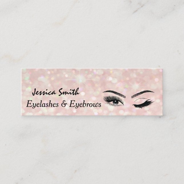 glamourous elegant glittery Eyelashes & eyebrow Mini Business Card (Front)