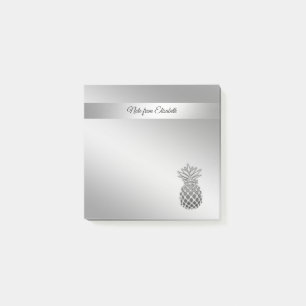 Glamourous elegant modern silver pineapple post-it notes