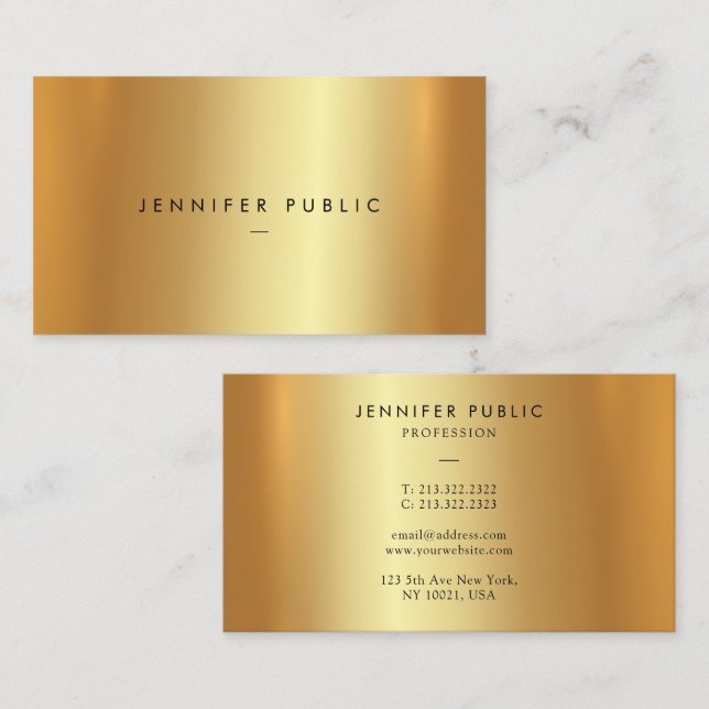Glamourous Elegant Modern Template Luxury Faux Gol Business Card (Front/Back)