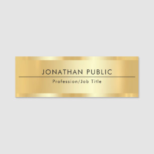 Glamourous Employee Staff Template Elegant Gold Name Tag