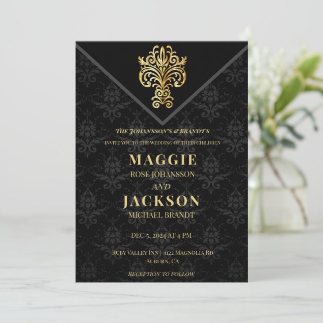 Glamourous Evening Wedding  Invitation (Standing Front)