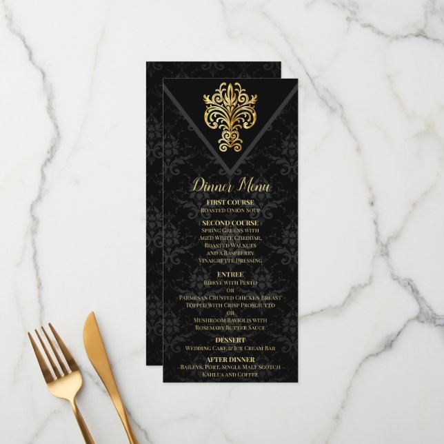 Glamourous Evening Wedding Menu (Front/Back In Situ)