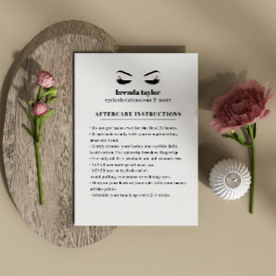 Glamourous Eyelash  Browbar Aftercare Instructions Business Card