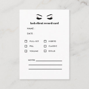 Glamourous Eyelash Extension Client Consultation Business Card