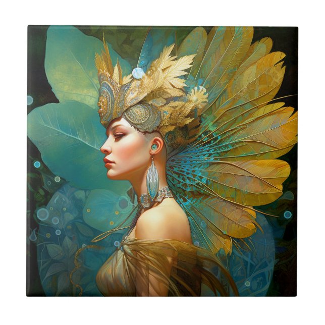 Glamourous Fairy Woman Fantasy Art Tile (Front)