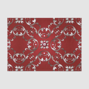 Glamourous Fancy White Gold Scarlet Red Baroque  Tissue Paper