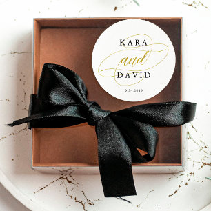 Glamourous Faux Gold Classic Wedding Round Sticker