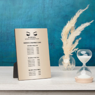 Glamourous Faux gold EYELASH SALON SERVICE LIST Plaque