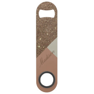 Glamourous Faux Gold Glitter and Taupe Monogram