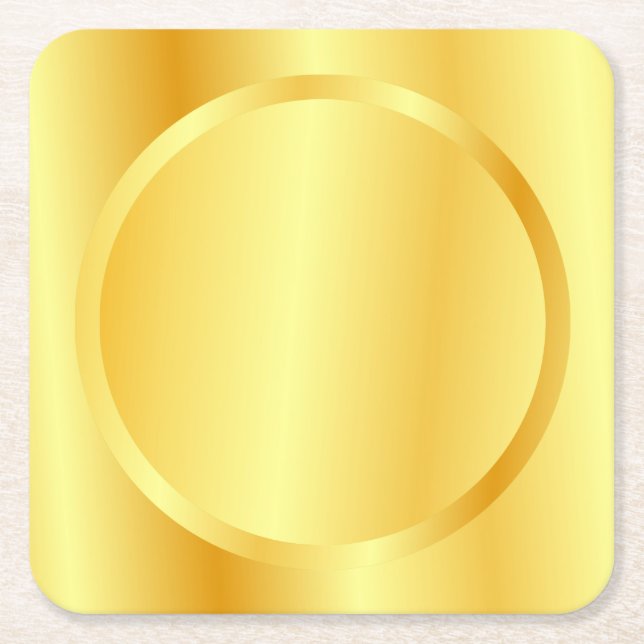 Glamourous Faux Gold Metallic Look Elegant Blank Square Paper Coaster (Front)