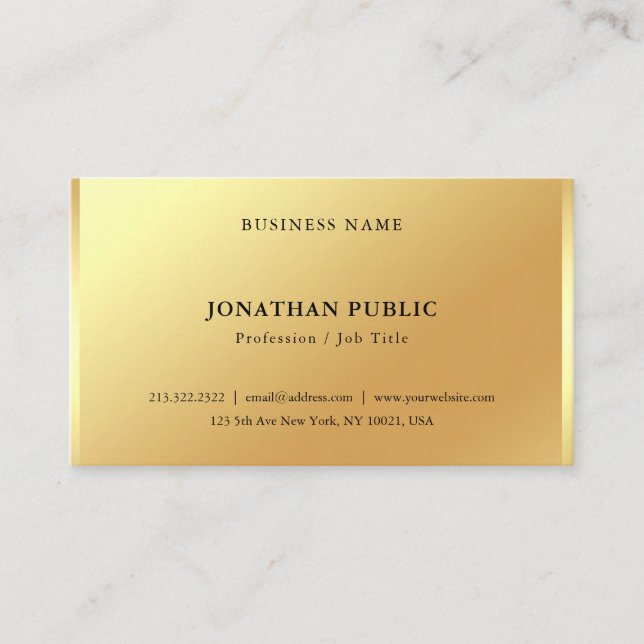 Glamourous Faux Gold Minimalist Modern Simple Chic Business Card (Front)