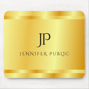 Glamourous Faux Gold Modern Elegant Monogrammed Mouse Mat
