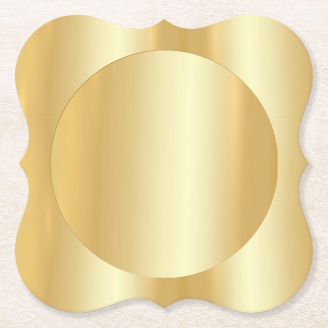 Glamourous Faux Gold Trendy Modern Blank Elegant Paper Coaster (Front)