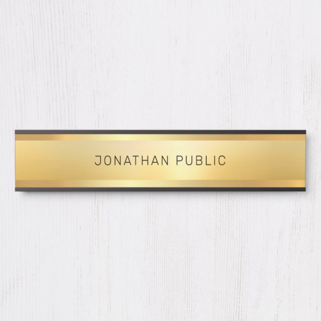 Glamourous Faux Gold Trendy Template Modern Elegan Door Sign (Front)