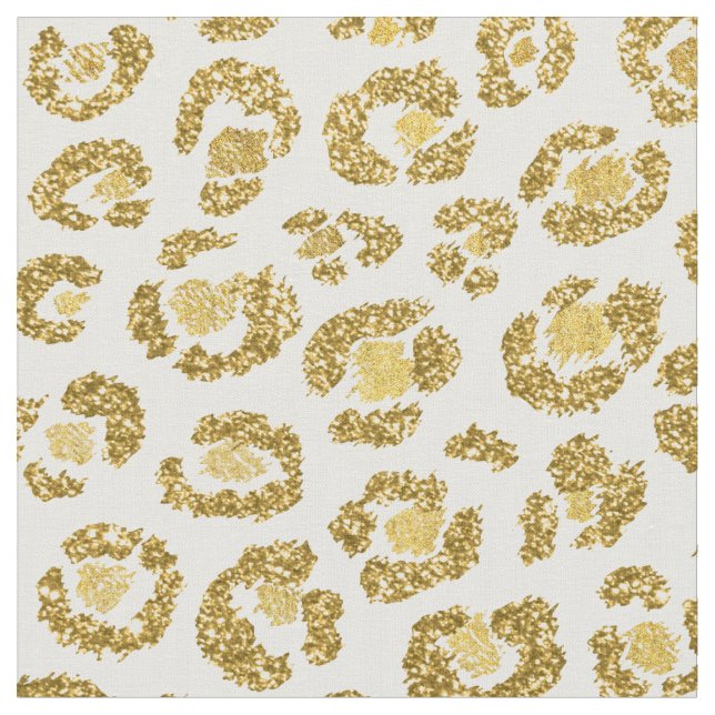 Glamourous Faux Sparkly Gold Leopard Fabric (Close Up)