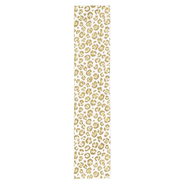 Glamourous Faux Sparkly Gold Leopard Short Table Runner (Front)