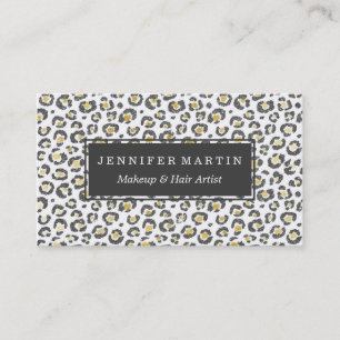 Glamourous Faux Sparkly Gold & Silver Leopard Business Card