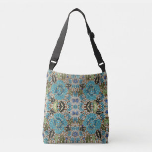 glamourous feminine chic gold turquoise rhinestone crossbody bag