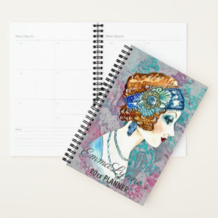 Glamourous Flapper Girl Grey Name Planner