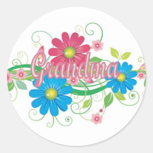 Glamourous flowers Grandma Classic Round Sticker