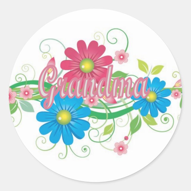 Glamourous flowers Grandma Classic Round Sticker (Front)