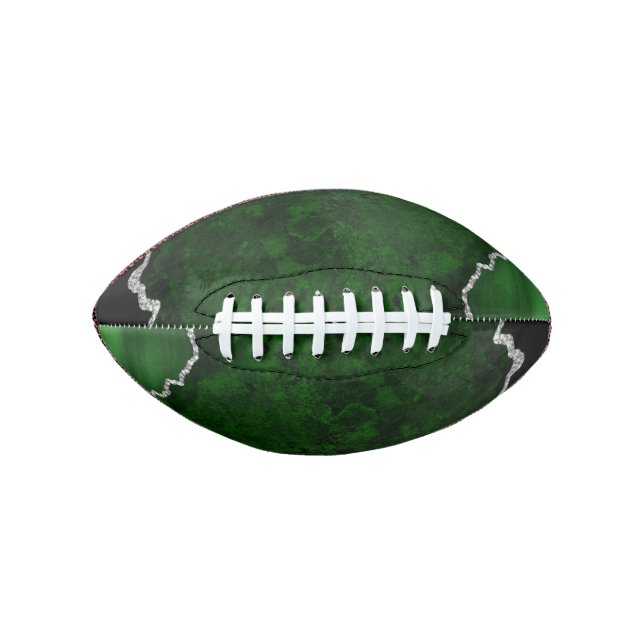 Glamourous Forest Green Marble Chic Silver Glitter American Football (Front)
