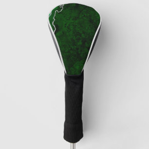 Glamourous Forest Green Marble Chic Silver Glitter Golf Head Cover