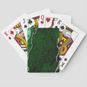 Glamourous Forest Green Marble Chic Silver Glitter Playing Cards